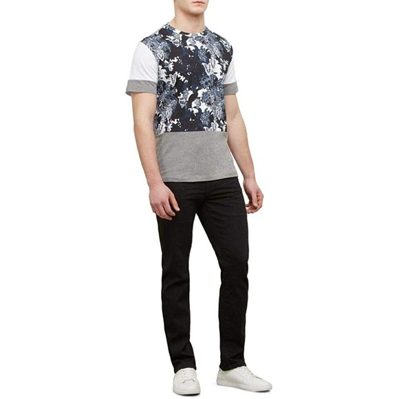 Kenneth Cole Short-Sleeve Colorblocked Grey & Blue Short Sleeve Crew Shirt XXL - Picture 2 of 3